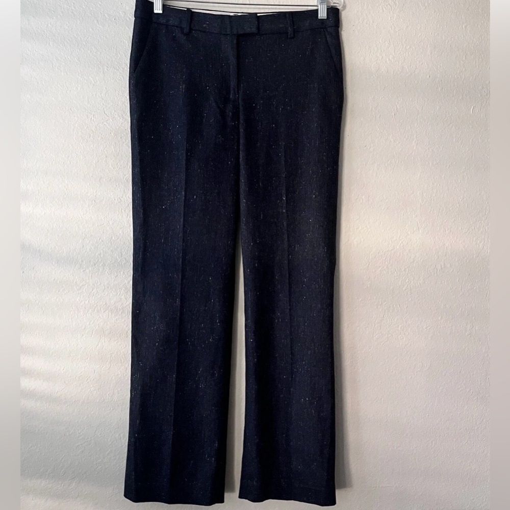 Talbots Petites 8P Italian Wool Blend Windsor Dress Pants – Navy Tweed